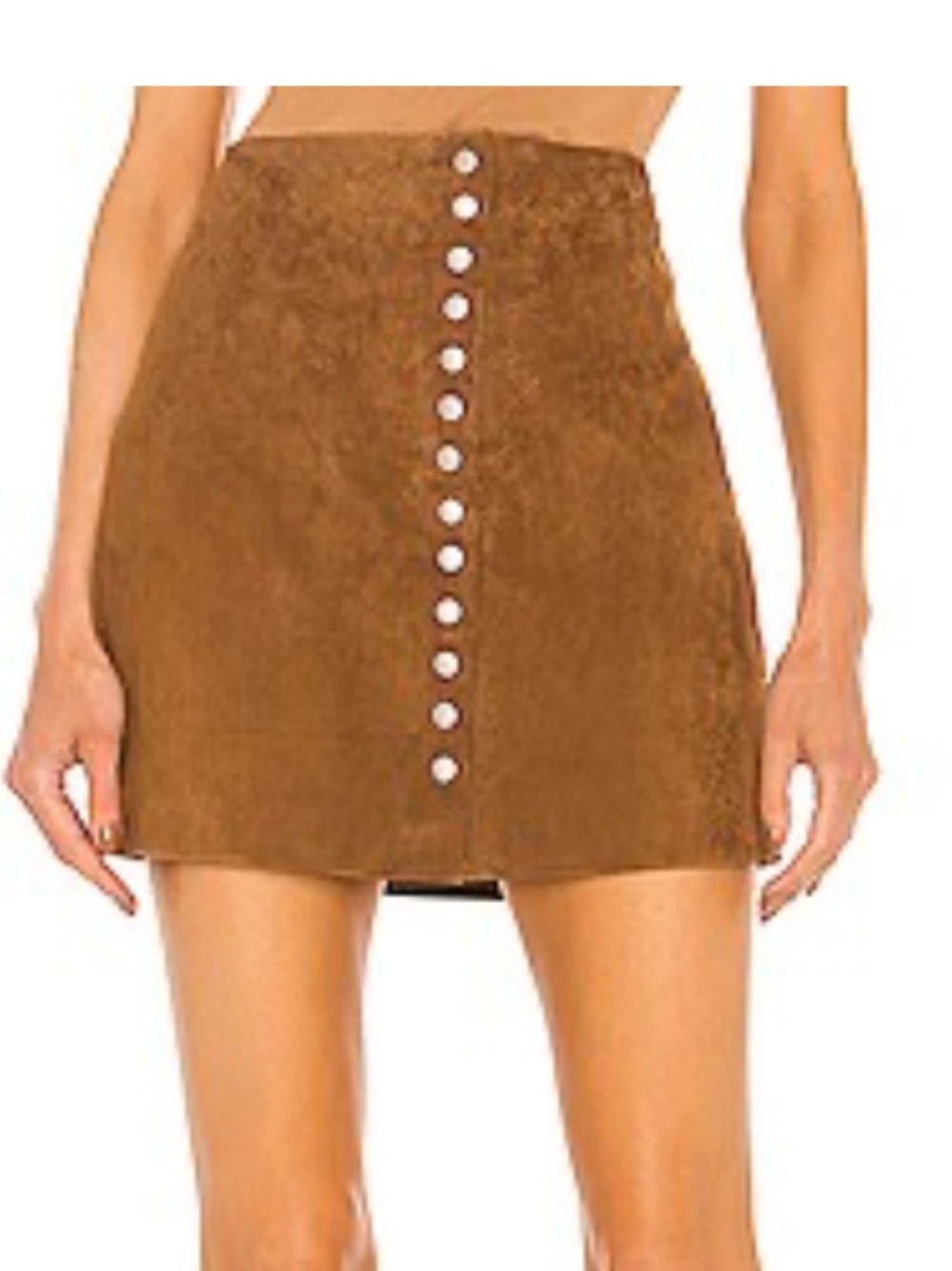 Suede snap-up miniskirt by BLANK NYC